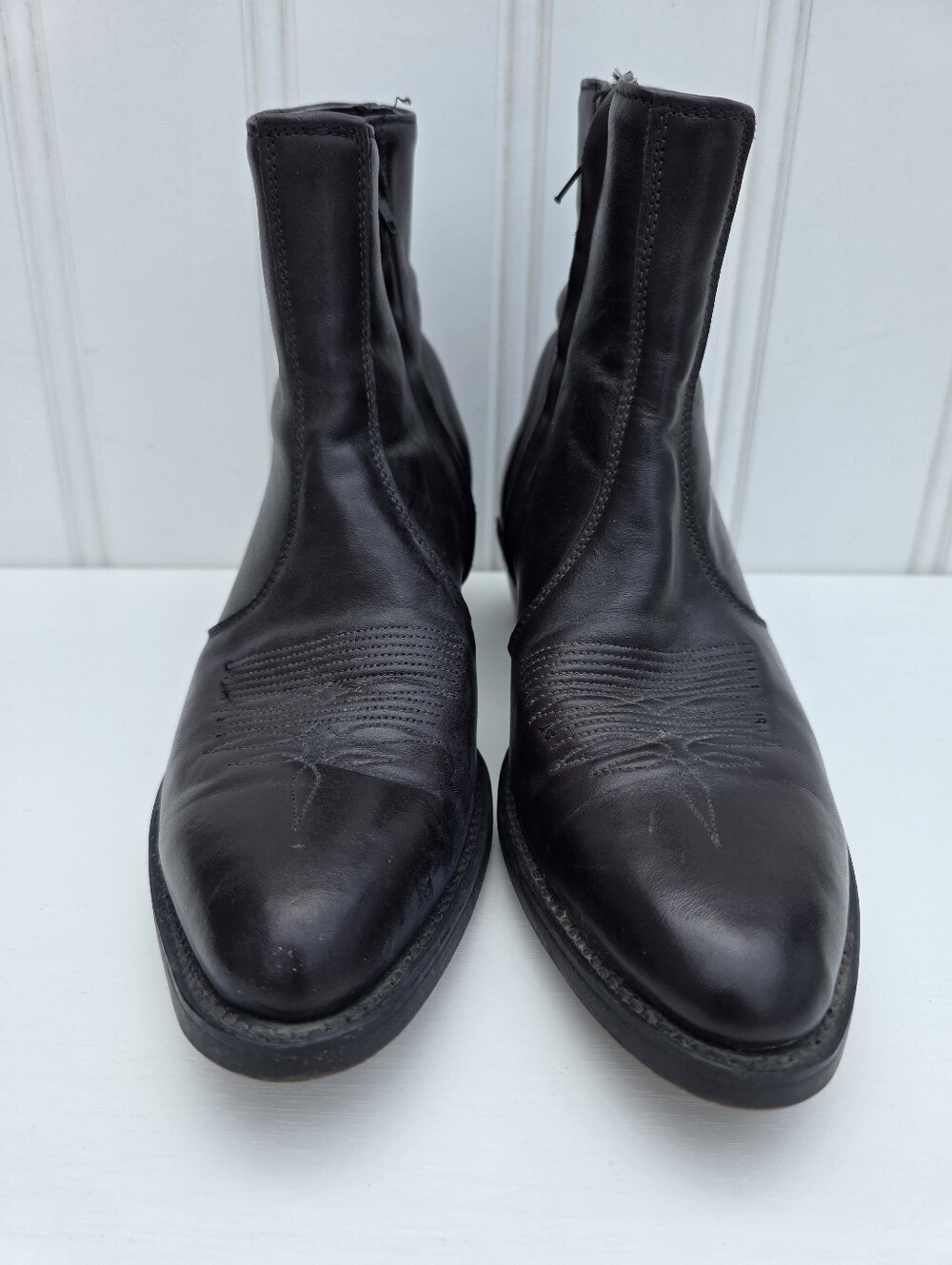 Laredo Western Brown Leather Ankle Boots Zip Up Round Toe Mens Size 7D - Picture 2 of 12